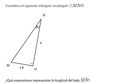 Considera El Siguiente Triángulo Rectángulo [ Triangle Mno