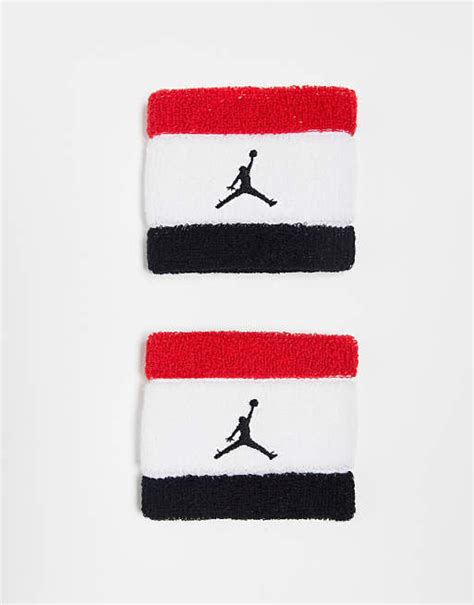 Nike Jordan sweat wristbands in black white and red | ASOS