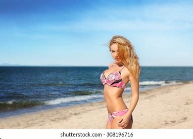 Portrait Happy Sexy Girl Pink Bikini Stock Photo Shutterstock