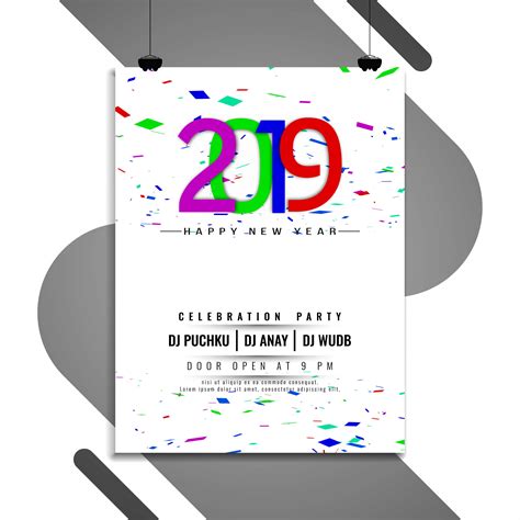 Happy New Year 2019 celebration party template 270744 Vector Art at ...