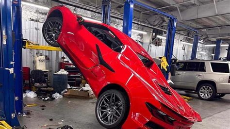 Whoops This New Chevy Corvette Z Falls Off A Lift Before Being