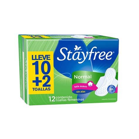 Toallas Higiénicas Stayfree Normal Con Alas Paquete X 12 Unidades