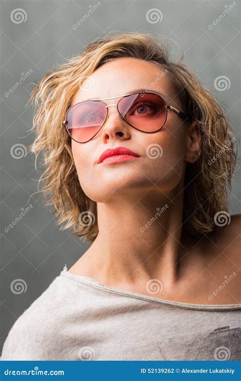 Blonde With Glasses Stock Photo Image Of Funny Background 52139262