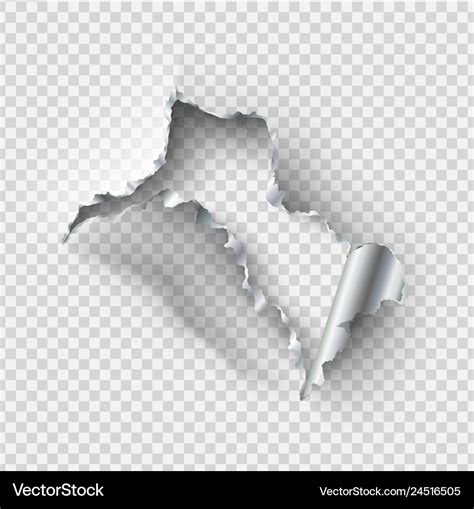 Ragged Hole Torn In Ripped Steel Metal On Vector Image