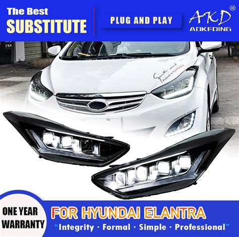 AKD Head Lamp For Hyundai Elantra LED Headlight 2011 2016 Headlights