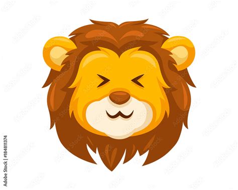 Cute Laughing Lion Face Emoticon Emoji Expression Illustration Stock