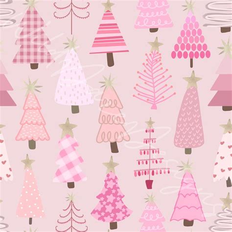 Pink Christmas Trees Seamless File Pink Christmas Background