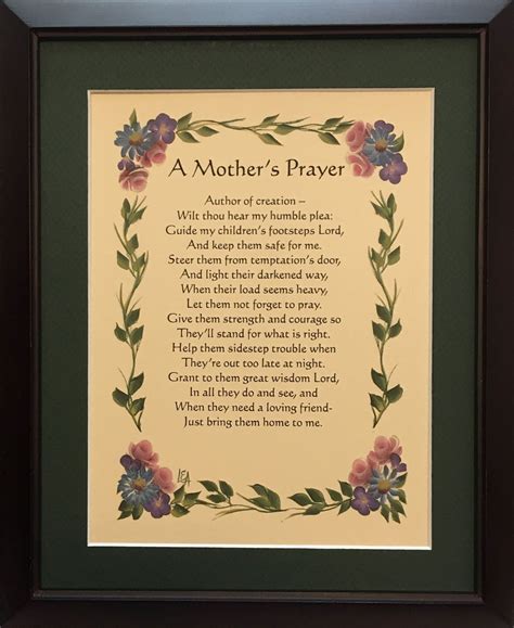 A Mothers Prayer Inspirational Poems Spiritual Ts Etsy