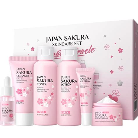 Japan Sakura Pcs Skincare Set Cleanser Toner Serum Eyecream