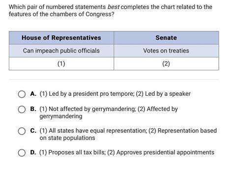 Which Pair Of Numbered Statements Best Completes The Chart Related To