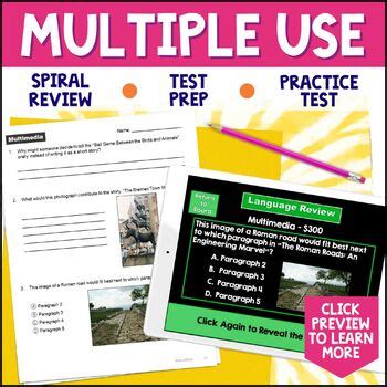 Th Grade Ela Reading Review Set Paired Passages Game Show