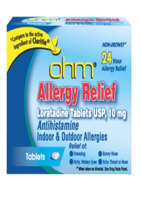 Ohm 24hr Allergy Relief Loratidine Usp Antihistamine Non Drowsy 10ct