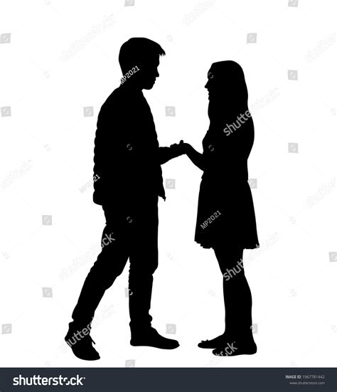 Beautiful Couple Standing Together Silhouette Vector Stock Vector (Royalty Free) 1967781442 ...