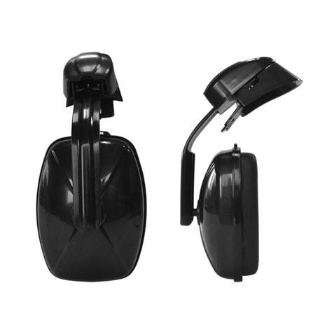 Black Cap Mounted Ear Muf Safety Protect Earmuffs Used With Safety