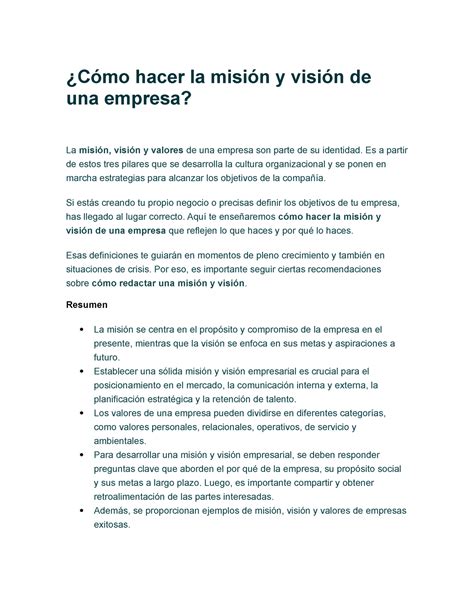 Cómo hacer la misión y visión de una empresa - ¿Cómo hacer la misión y