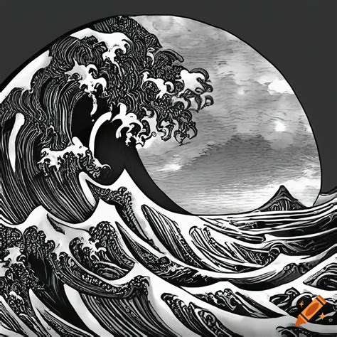 Black And White Art Of Japanese Waves On Craiyon