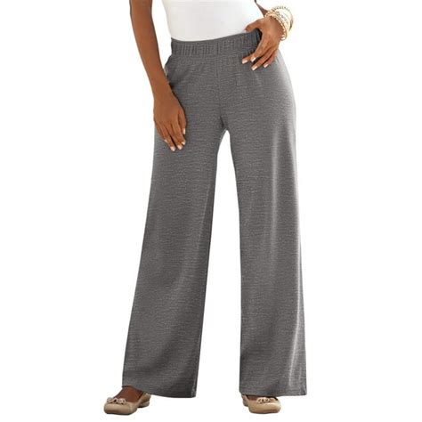 Roamans Womens Plus Size Wide Leg Soft Knit Pant Pull On Elastic