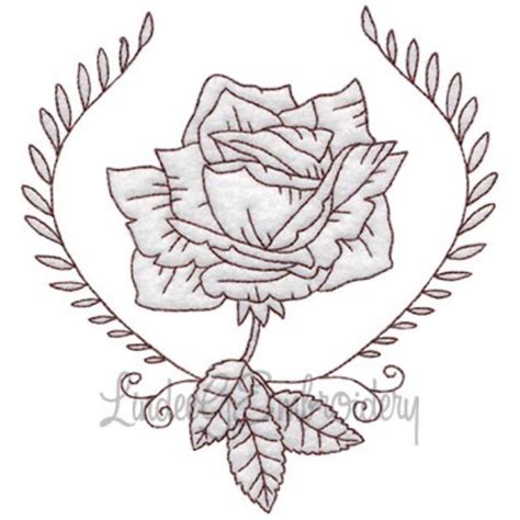 Realistic Rose Redwork Bean St Machine Embroidery Design