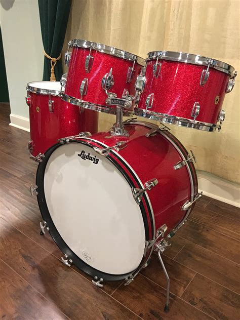 Ludwig 1968 Hollywood Drum Set Red Sparkle Drugans Drums And Guitars