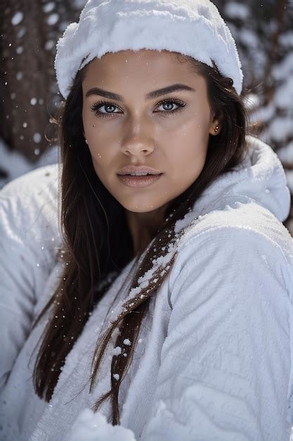 Premium Photo Brunette Woman Fashion Model Wearing Winter Coat In The