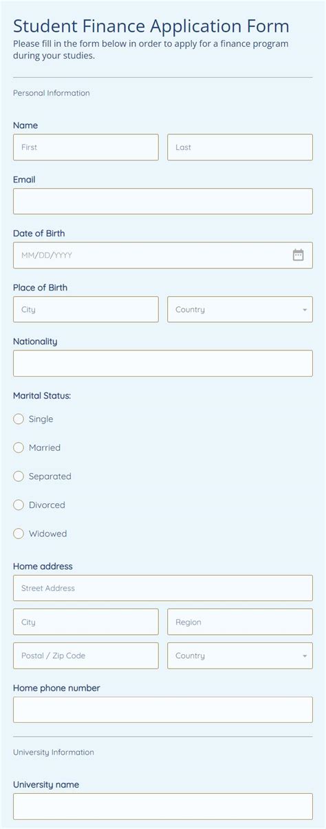 Student Finance Application Form Template | 123FormBuilder