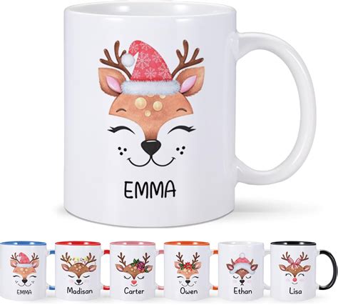 Christmas Coffee Mugs Personalized Reindeer Christmas Mugs