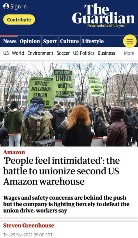 People Feel Intimidated The Battle To Unionize Second U S Amazon