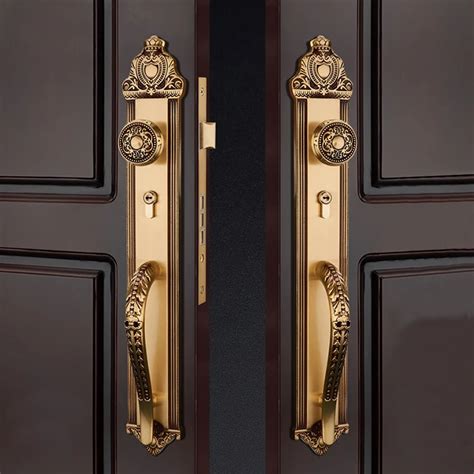 Beautiful European Design Gold Brass Front Main Double Door Lock With A