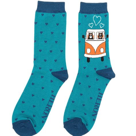 Mr Heron Camper Cat Teal Socks RL Home Decor