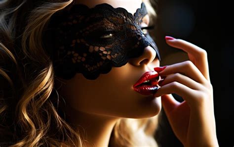 Premium Photo Mystical Allure Beautiful Woman With Black Lace Mask