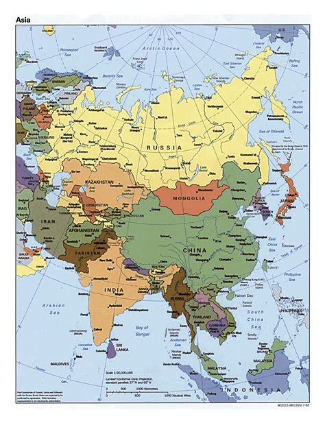 Подробная политическая карта Азии - 1992 | Азия | Maps of the World ...