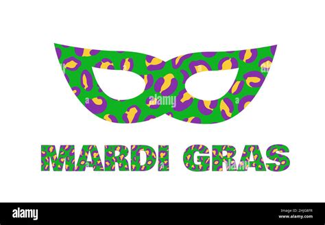 Mardi Gras Leopard Lettering And Masquerade Mask Fat Tuesday