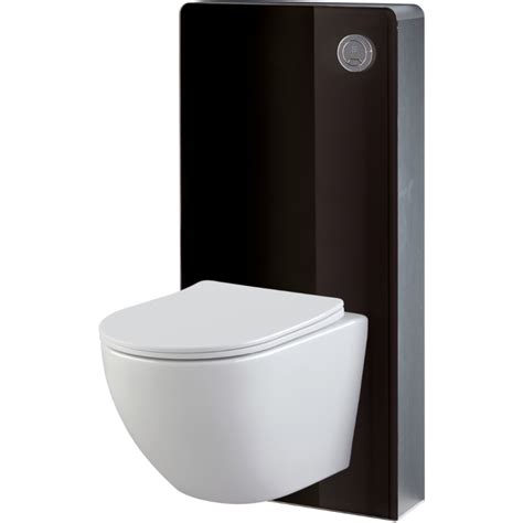 Pack WC Suspendu Corolla Bâti Mural en Verre Noir Cuvette Compacte