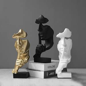 Aboxoo Thinker Statue Silence Is Gold Abstract Art Figurine Modern