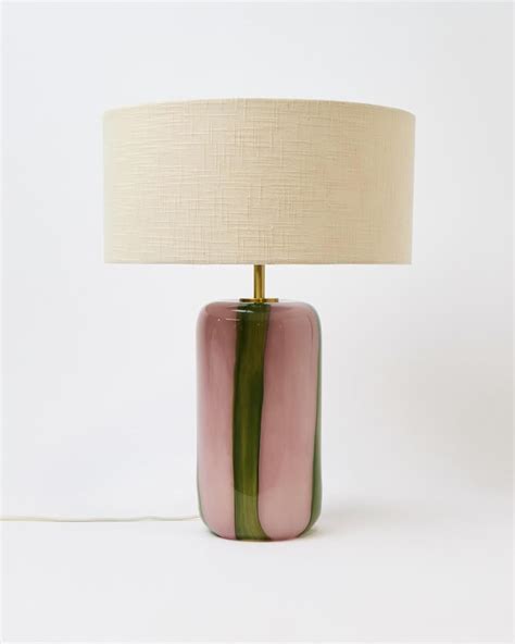 Clara Pink Green Stripe Glass Desk Table Lamp Oliver Bonas