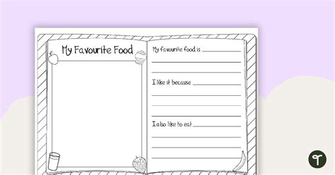 My Favourite Food Worksheet Teach Starter