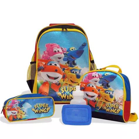 Kit Escolar Infantil Mochila Rodinhas Super Wings Tamanho G