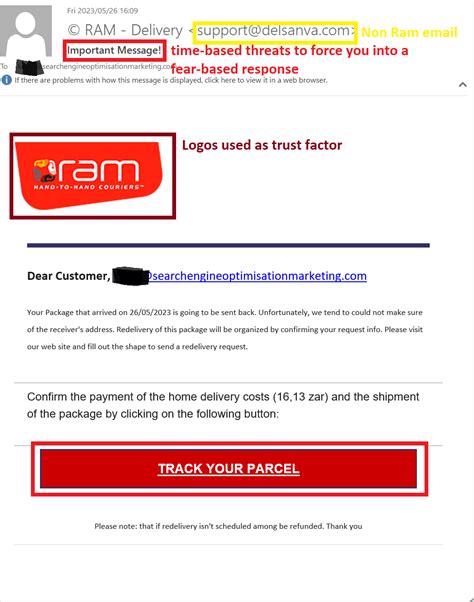 RAM Couriers Delivery Phishing Emails Website Security And Privacy