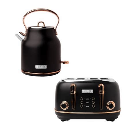 Haden Heritage Stainless Steel Electric Tea Kettle With Toaster Black