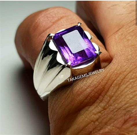 Natural Amethyst Men S Ring In 925 Sterling Silver AAA Etsy