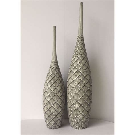 Grey Tall Slim Vase Home Accents AFW