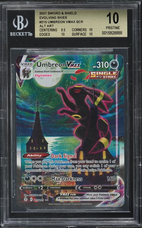 2021 Pokemon SWSH Evolving Skies Alt Art Umbreon VMAX 215 BGS 10