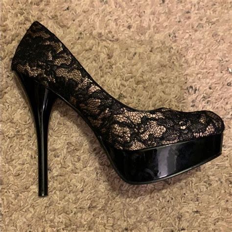 Shoes Black Lace With Nude Underlay Stiletto Heels Poshmark