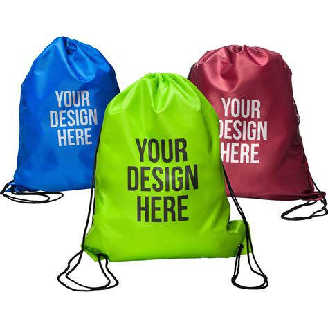 Promotional Drawstring Cinch Up Backpacks With Custom Logo For Ea