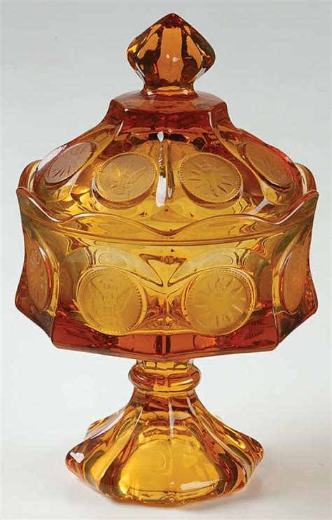 Coin Glass Amber Wedding Bowl With Lid By Fostoria Replacements Ltd