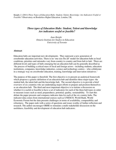 (PDF) Three types of education hubs: Student, talent and knowledge