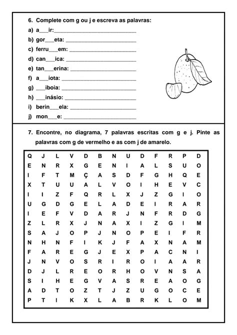 Atividade G Ou J - Atividades de Ortografia: G ou J - SÓ ESCOLA
