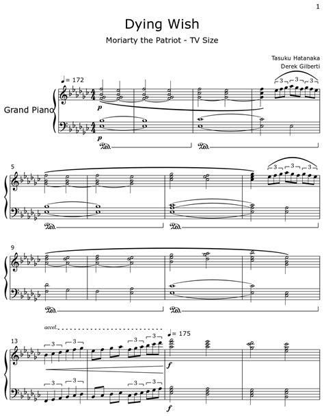 Dying Wish Sheet Music For Piano