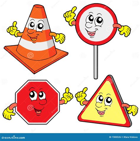 Cute Road Signs Collection Stock Vector Illustration Of Road 7300526