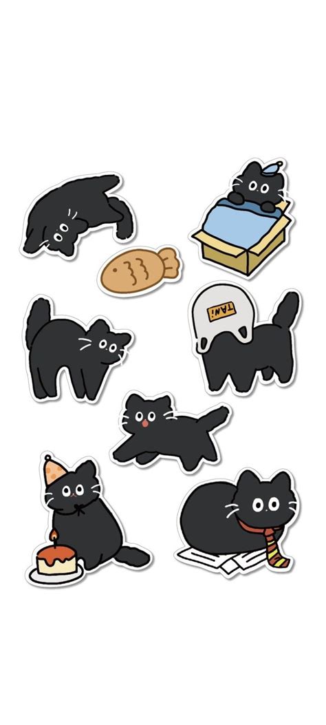 Cute Black Cats Stickers For Phone Cases